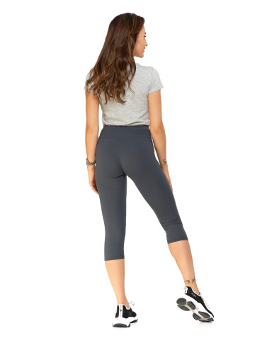 Legginsy - Klasyczne legginsy 3/4 damskie plus size peach touch SZARY - produkt 3
