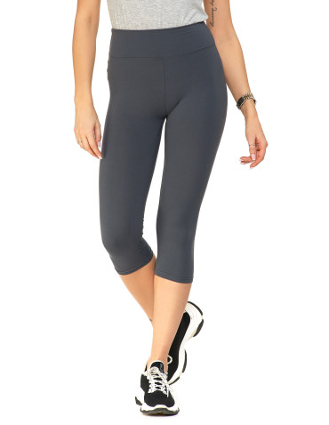 Legginsy - Klasyczne legginsy 3/4 damskie plus size peach touch SZARY - produkt 4