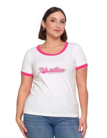 Koszulki i topy - Koszulka damska t-shirt Slim Fit z napisami RÓŻOWY - produkt 9