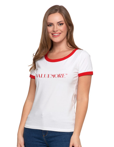 Koszulki i topy - Koszulka damska t-shirt Slim Fit z napisami CZERWONY - produkt 3