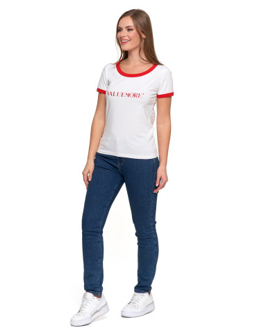 Koszulki i topy - Koszulka damska t-shirt Slim Fit z napisami CZERWONY - produkt 8
