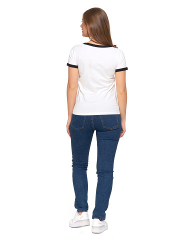 Koszulki i topy - Koszulka damska t-shirt Slim Fit z napisami CZARNY - produkt 7