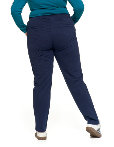Spodnie - Spodnie damskie dresowe z haftem Plus Size GRANATOWY - produkt 4