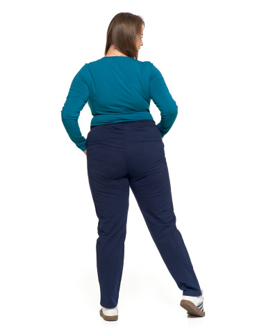 Spodnie - Spodnie damskie dresowe z haftem Plus Size GRANATOWY - produkt 6