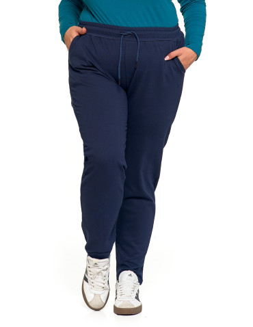 Spodnie - Spodnie damskie dresowe z haftem Plus Size GRANATOWY - produkt 7