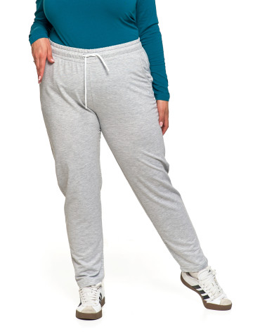 Spodnie - Spodnie damskie dresowe z haftem Plus Size SZARY - produkt 3