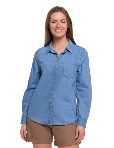 Bluzki i koszule - Koszula jeansowa damska w stylu denim NIEBIESKI - produkt 1