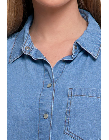 Bluzki i koszule - Koszula jeansowa damska w stylu denim NIEBIESKI - produkt 2