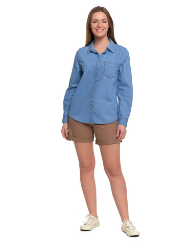 Bluzki i koszule - Koszula jeansowa damska w stylu denim NIEBIESKI - produkt 3