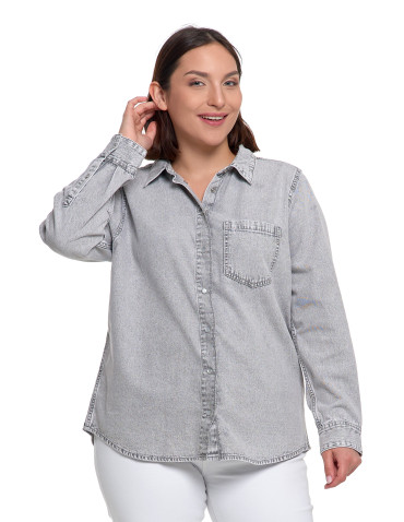 Bluzki i koszule - Koszula jeansowa damska w stylu denim SZARY - produkt 1