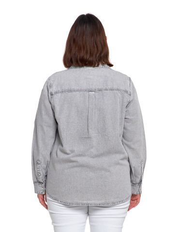Bluzki i koszule - Koszula jeansowa damska w stylu denim SZARY - produkt 5