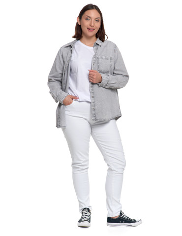 Bluzki i koszule - Koszula jeansowa damska w stylu denim SZARY - produkt 8