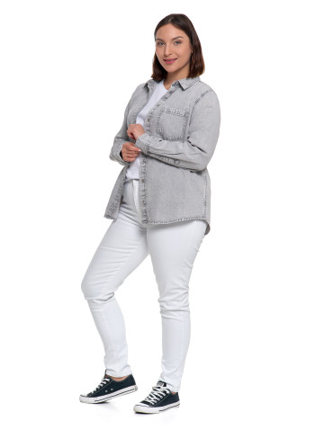Bluzki i koszule - Koszula jeansowa damska w stylu denim SZARY - produkt 10