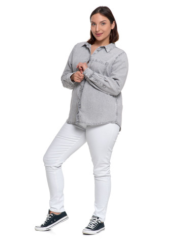 Bluzki i koszule - Koszula jeansowa damska w stylu denim SZARY - produkt 13