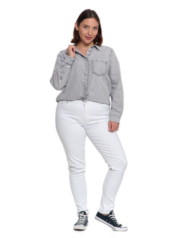 Bluzki i koszule - Koszula jeansowa damska w stylu denim SZARY - produkt 14