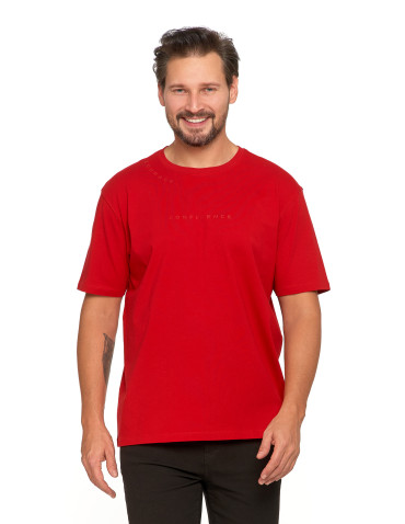 Koszulki, topy, koszule - Bawełniany T-shirt męski oversize BORDOWY - produkt 1