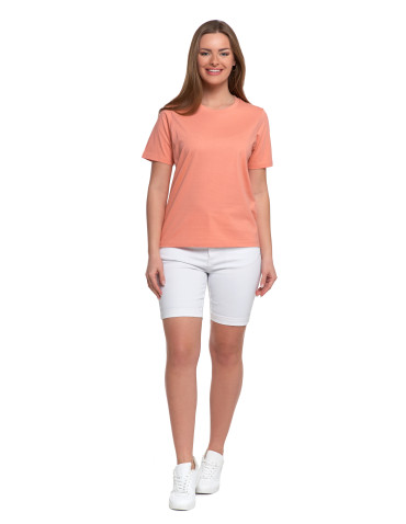 Koszulki i topy - T-shirt damski bawełniany bez szwów bocznych POMARAŃCZOWY - produkt 5