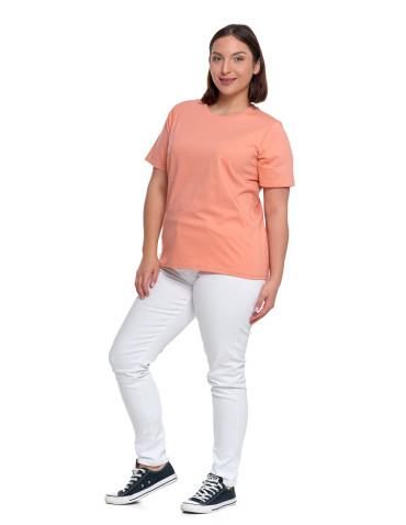 Koszulki i topy - T-shirt damski bawełniany bez szwów bocznych POMARAŃCZOWY - produkt 8