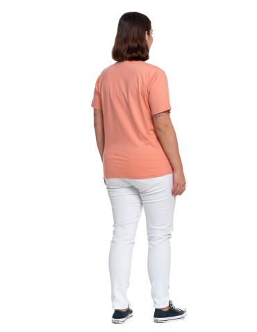 Koszulki i topy - T-shirt damski bawełniany bez szwów bocznych POMARAŃCZOWY - produkt 9
