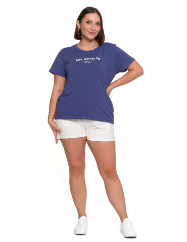 Koszulki i topy - T-shirt damski bawełniany klasyczny z napisem NIEBIESKI - produkt 6