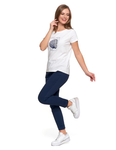 Koszulki i topy - T-shirt damski bawełniany z morskim motywem BIAŁY - produkt 2