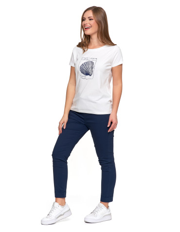 Koszulki i topy - T-shirt damski bawełniany z morskim motywem BIAŁY - produkt 5