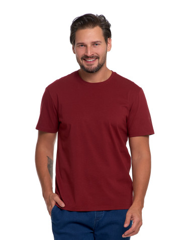 Koszulki, topy, koszule - T-shirt męski bawełniany bez bocznych szwów BORDOWY - produkt 1