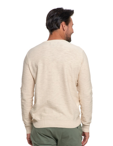 Swetry - Sweter męski bawełniany klasyczny BEŻOWY - produkt 2