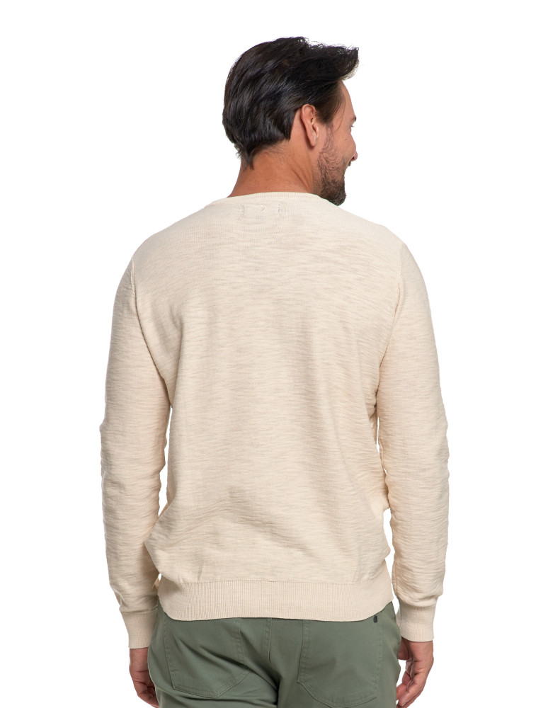 Swetry - Sweter męski bawełniany klasyczny BEŻOWY - produkt moraj.pl 2