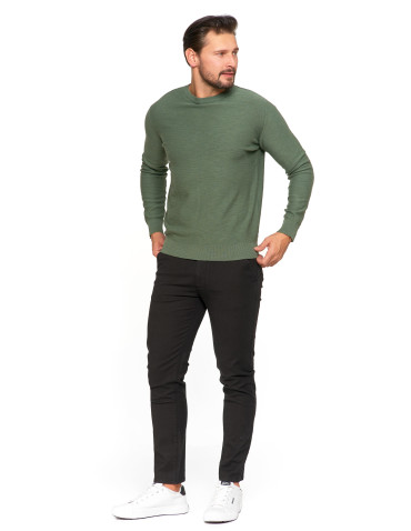 Swetry - Sweter męski bawełniany klasyczny KHAKI - produkt 3