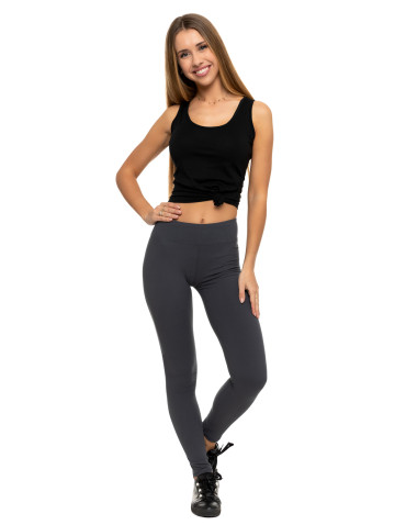 Legginsy - Klasyczne legginsy damskie z wysokim stanem SZARY - produkt 9