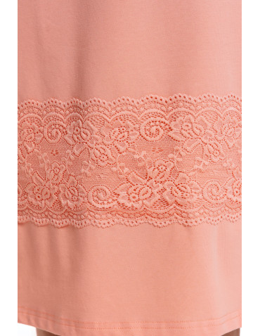 Koszule nocne - Koszula nocna damska bawełniana Plus Size z koronką RÓŻOWY - produkt 3