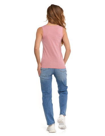 Koszulki i topy - Koszulka damska na ramiączkach Tank-Top bawełniana RÓŻOWY - produkt 7