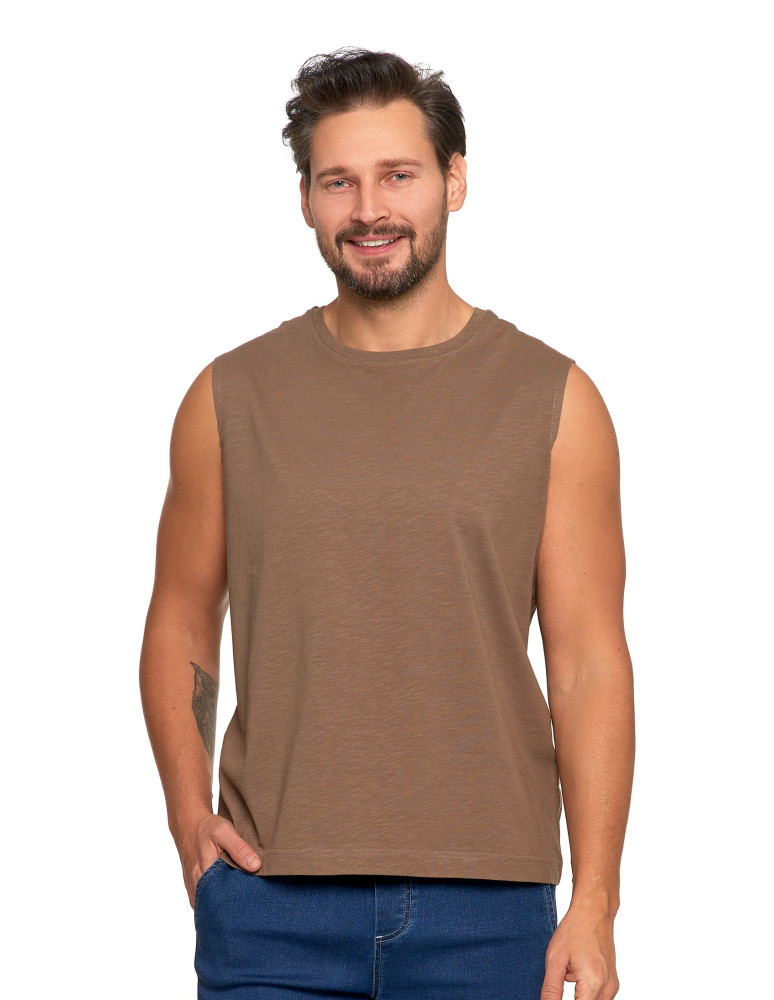 Koszulki, topy, koszule - Męska koszulka tank top BRĄZOWY - produkt moraj.pl 1