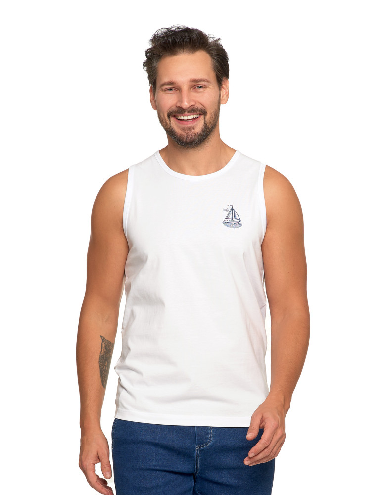 Koszulki, topy, koszule - Męska koszulka Tank Top z marinistycznym motywem BIAŁY - produkt moraj.pl 1