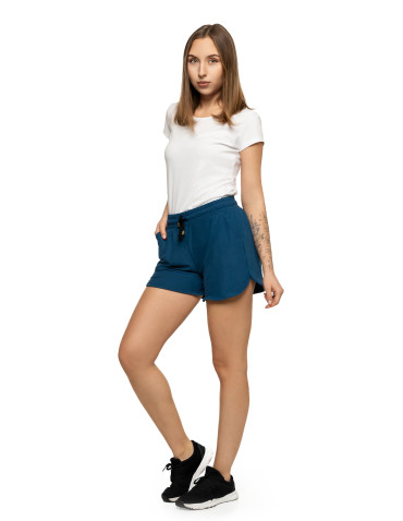 Szorty - Damskie szorty na gumce z wiązaniem JEANS - produkt 2