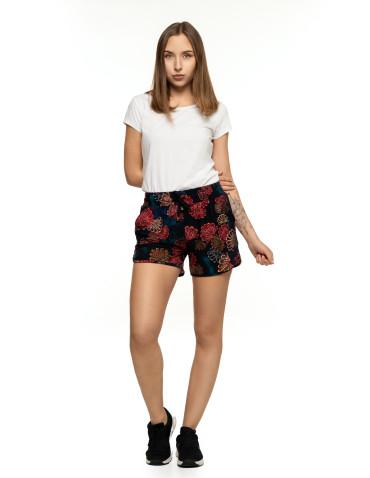 Szorty - Krótkie spodenki damskie szorty Plus Size w etno kwiaty WZÓR - produkt 6
