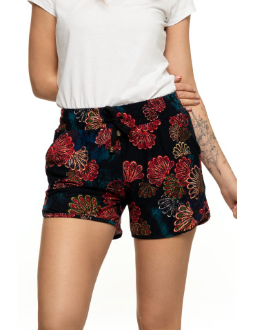 Szorty - Krótkie spodenki damskie szorty Plus Size w etno kwiaty WZÓR - produkt 1