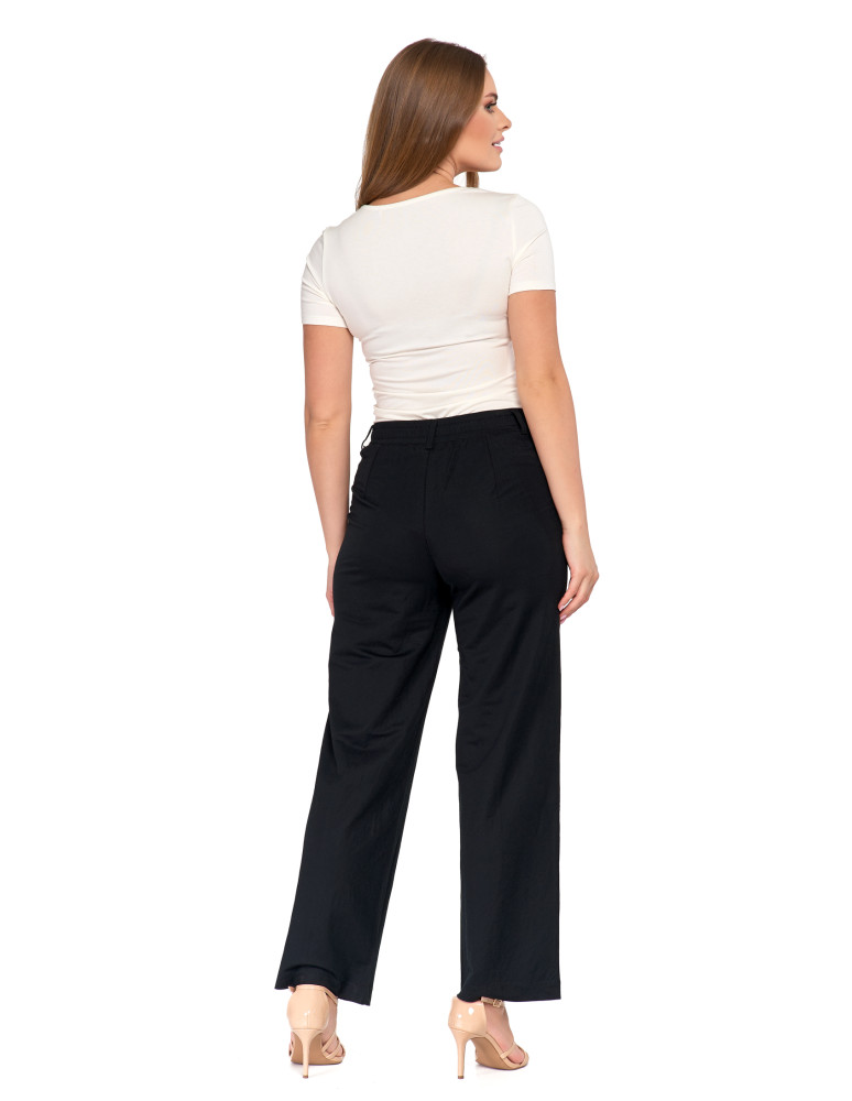 Spodnie - Eleganckie spodnie damskie z prostą nogawką CZARNY - produkt moraj.pl 2