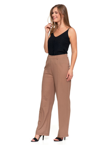 Spodnie - Eleganckie spodnie damskie z prostą nogawką BEŻOWY - produkt 2