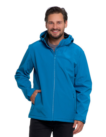 Odzież wierzchnia - Kurtka męska softshell wodoodporna z odpinanym kapturem NIEBIESKI - produkt 1