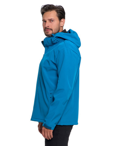 Odzież wierzchnia - Kurtka męska softshell wodoodporna z odpinanym kapturem NIEBIESKI - produkt 2