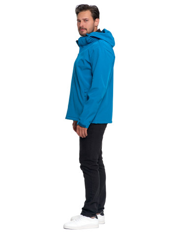 Odzież wierzchnia - Kurtka męska softshell wodoodporna z odpinanym kapturem NIEBIESKI - produkt 5