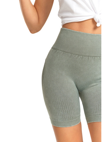 Legginsy - Legginsy kolarki damskie z wysokim stanem i efektem push-up ZIELONY - produkt 8
