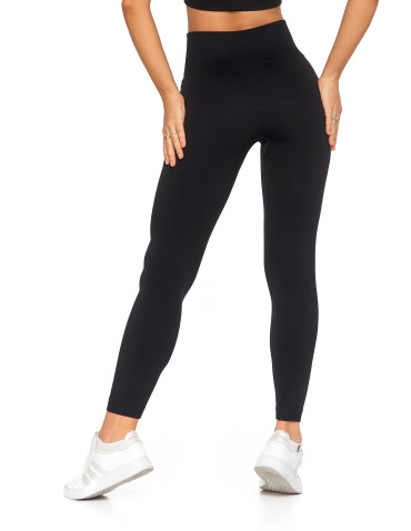 Legginsy - Legginsy damskie bezszwowe z wysokim stanem sportowe CZARNY - produkt 7