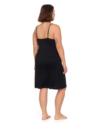 Koszule nocne - Damska Koszula nocna Plus Size na ramiączkach z koronką CZARNY - produkt 2