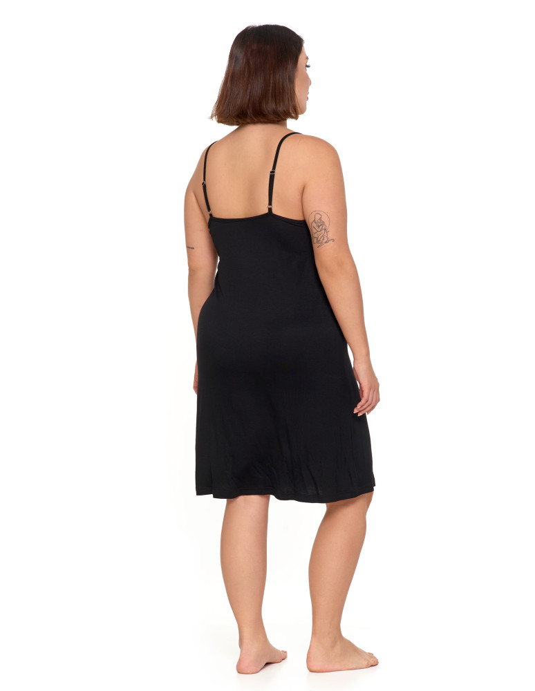 Koszule nocne - Damska Koszula nocna Plus Size na ramiączkach z koronką CZARNY - produkt moraj.pl 2