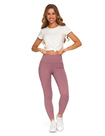 Legginsy - Legginsy damskie z wysokim stanem funkcyjne RÓŻOWY - produkt 4