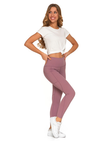 Legginsy - Legginsy damskie z wysokim stanem funkcyjne RÓŻOWY - produkt 7