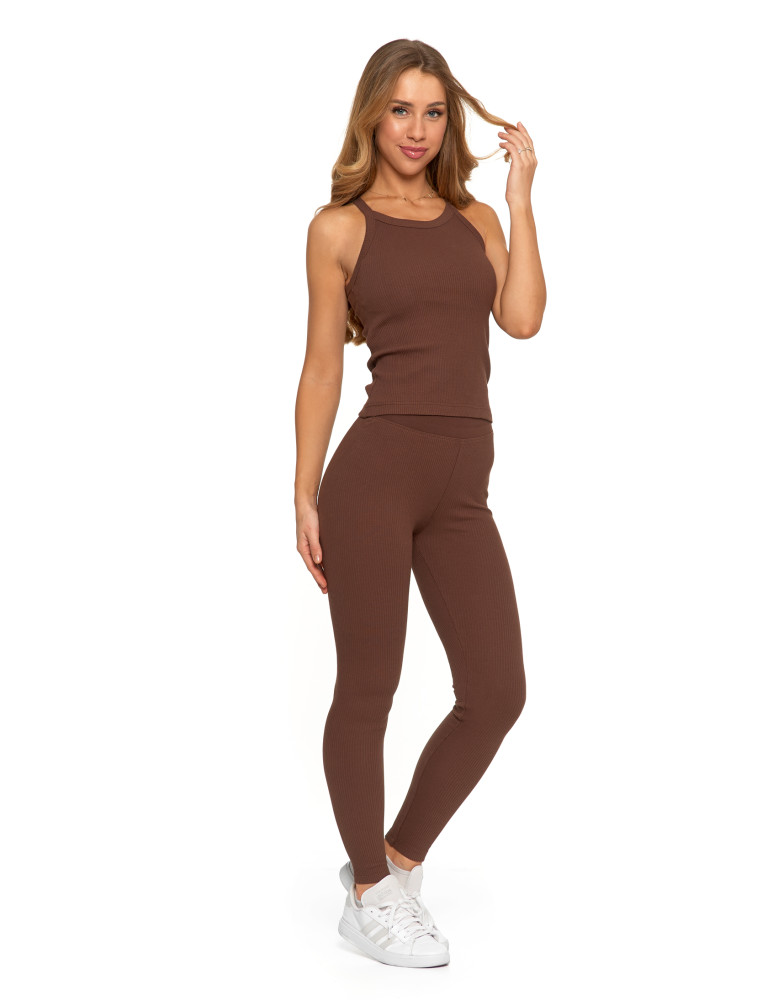 Legginsy - Legginsy damskie bawełniane z szeroką gumą w pasie MOKKA - produkt moraj.pl 7
